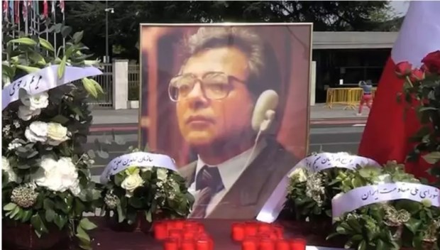 گرامی‌داشت خاطره دکتر کاظم رجوی شهید بزرگ حقوق‌بشر در مقابل مقر اروپایی سازمان ملل در&nbsp;ژنو